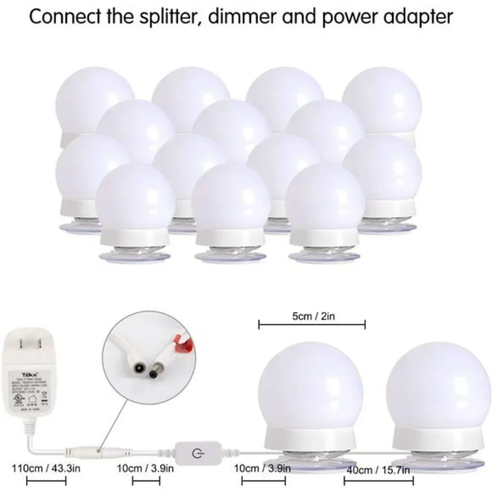 Hollywood Led Vanity Lights Strip Kit,with 14 Dimmable Light Bulbs for Full Body